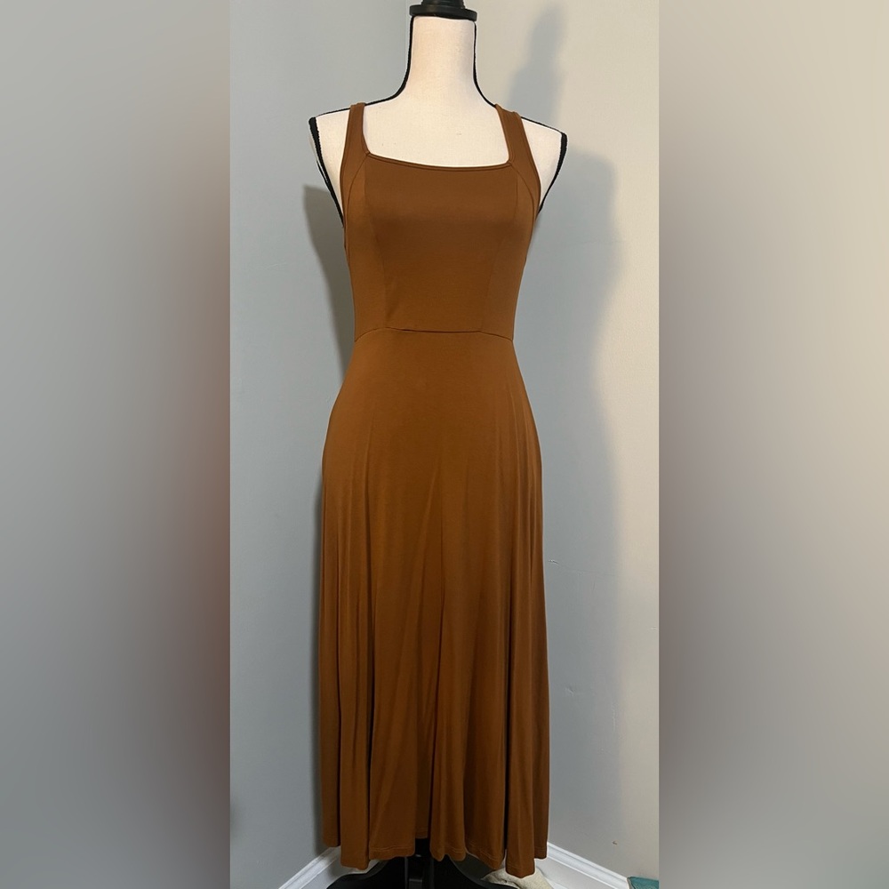 SHEIN Brown A-line Maxi Dress with Halter Neckline for Cocktail